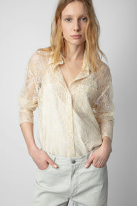 Zadig & Voltaire Off White Tyrone Lace Blouse
