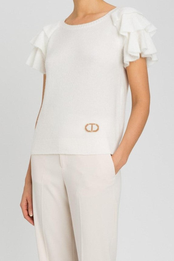 layered ruffle sleeve top