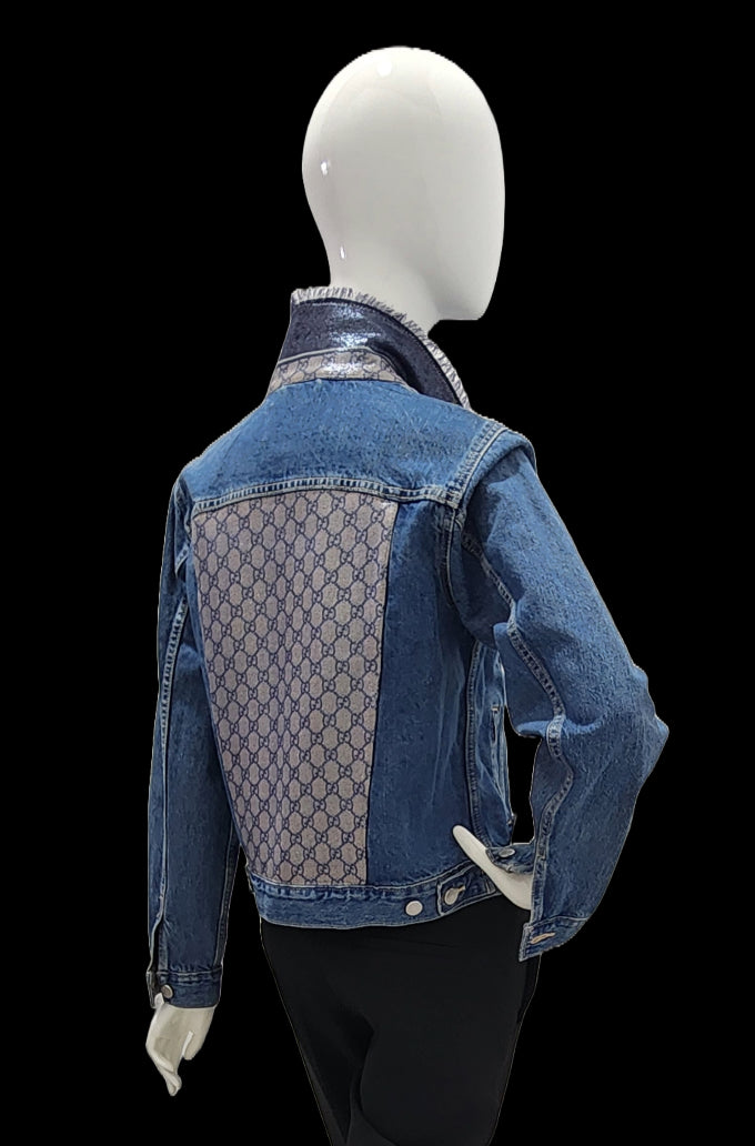 Denim Jacket w Authentic Gucci newest Scarf