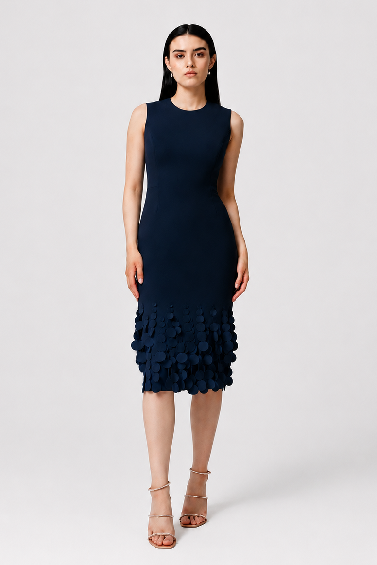 Catherine Regehr Jewel Neck Slim Cut Jackie Dress With Mini Swinging Disc Hem