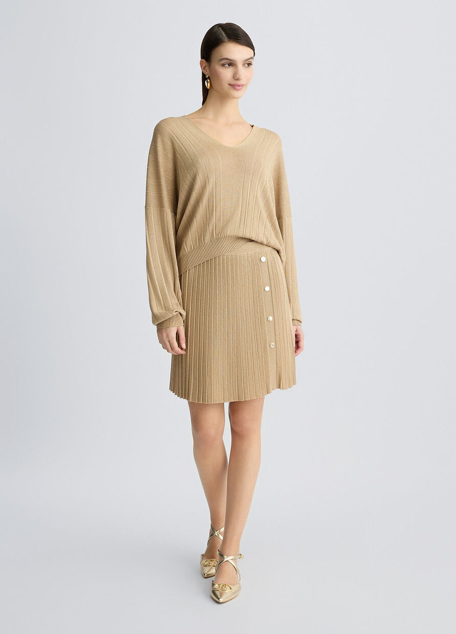 Jupe à Degrés Liu Jo En Lin Avec Strass - Couleur Beige - Taille 40 - Occasion Très Bon état