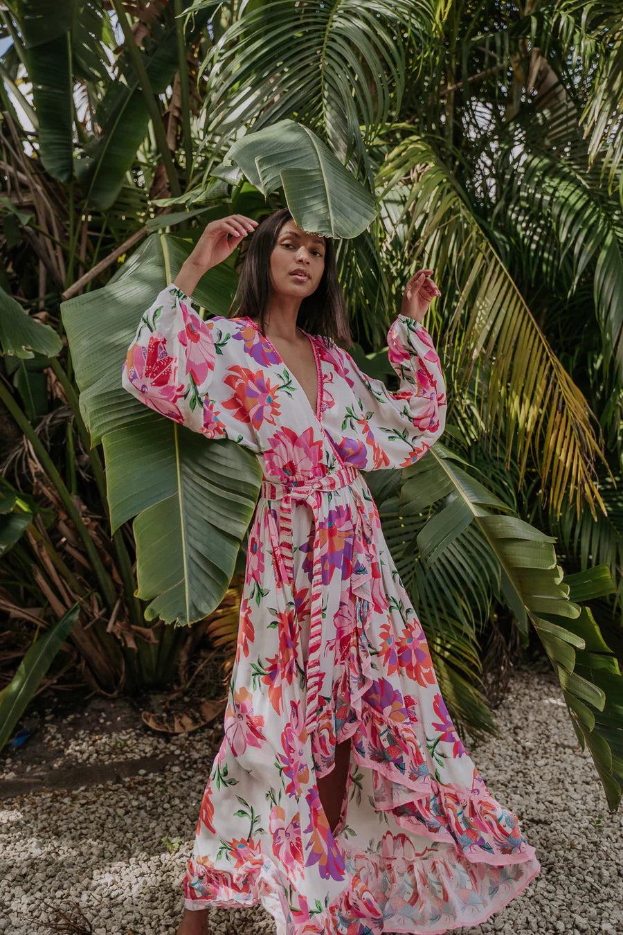 Taj by Sabrina Crippa Faraji wrap dress high low – Très Chic