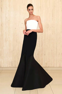 Greta Constantine Amsesis Strapless Gown with Contrast Panelled Hem
