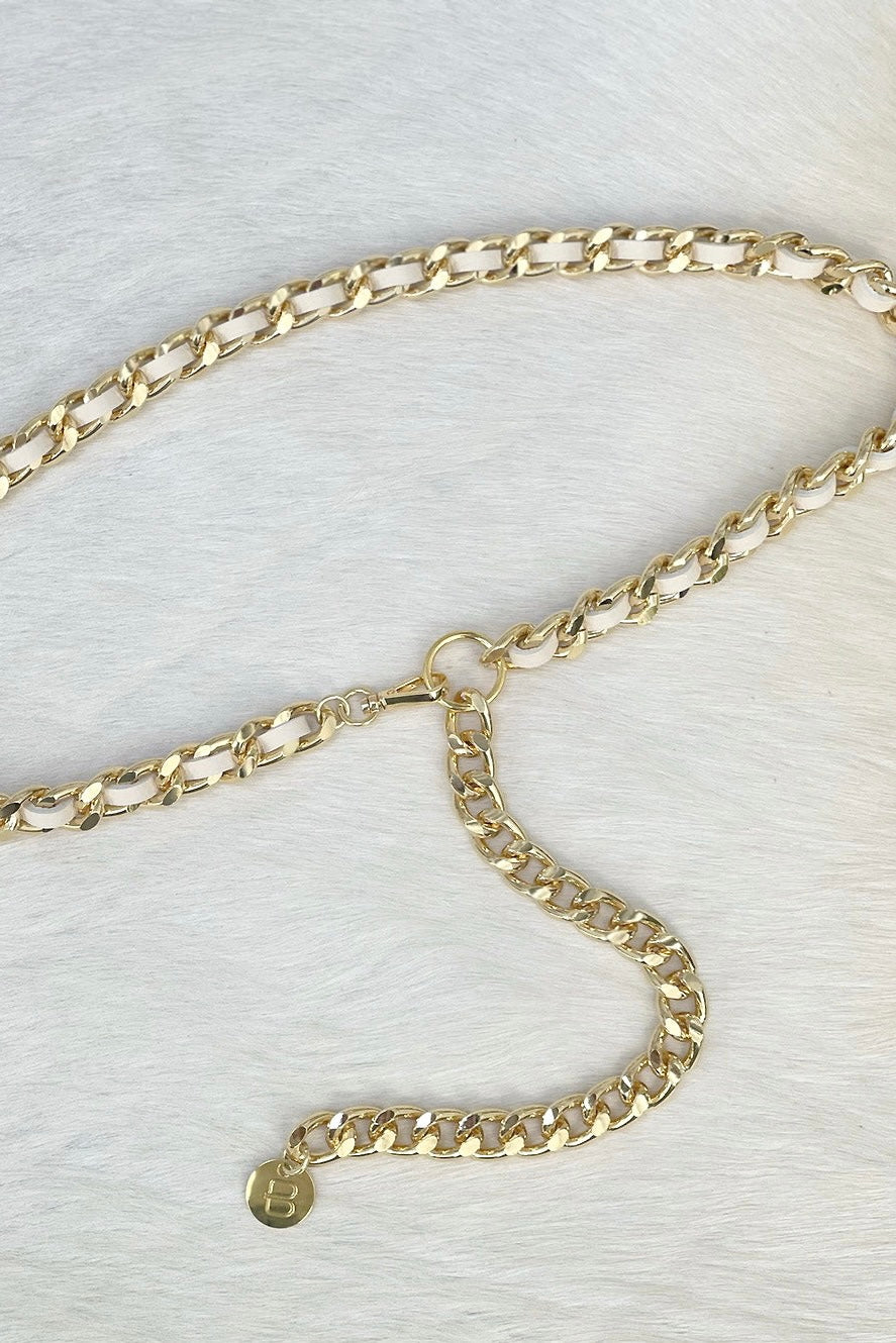 NEW BRAVE LEATHER women\'s louroes leather & chain belt in marble/gold Brave Leather Louroes Belt, Marble/Gold - Final Sale  main image 4