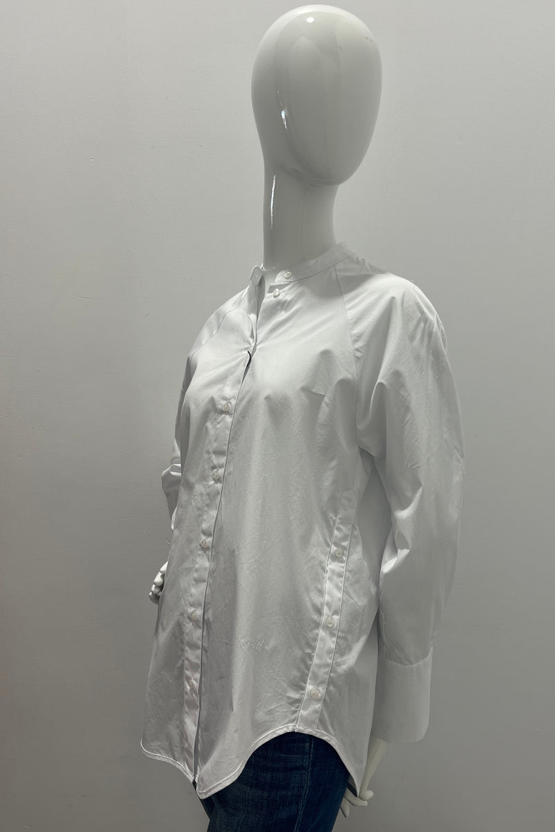 Oui Optic White Blouse with Chinese Collar
