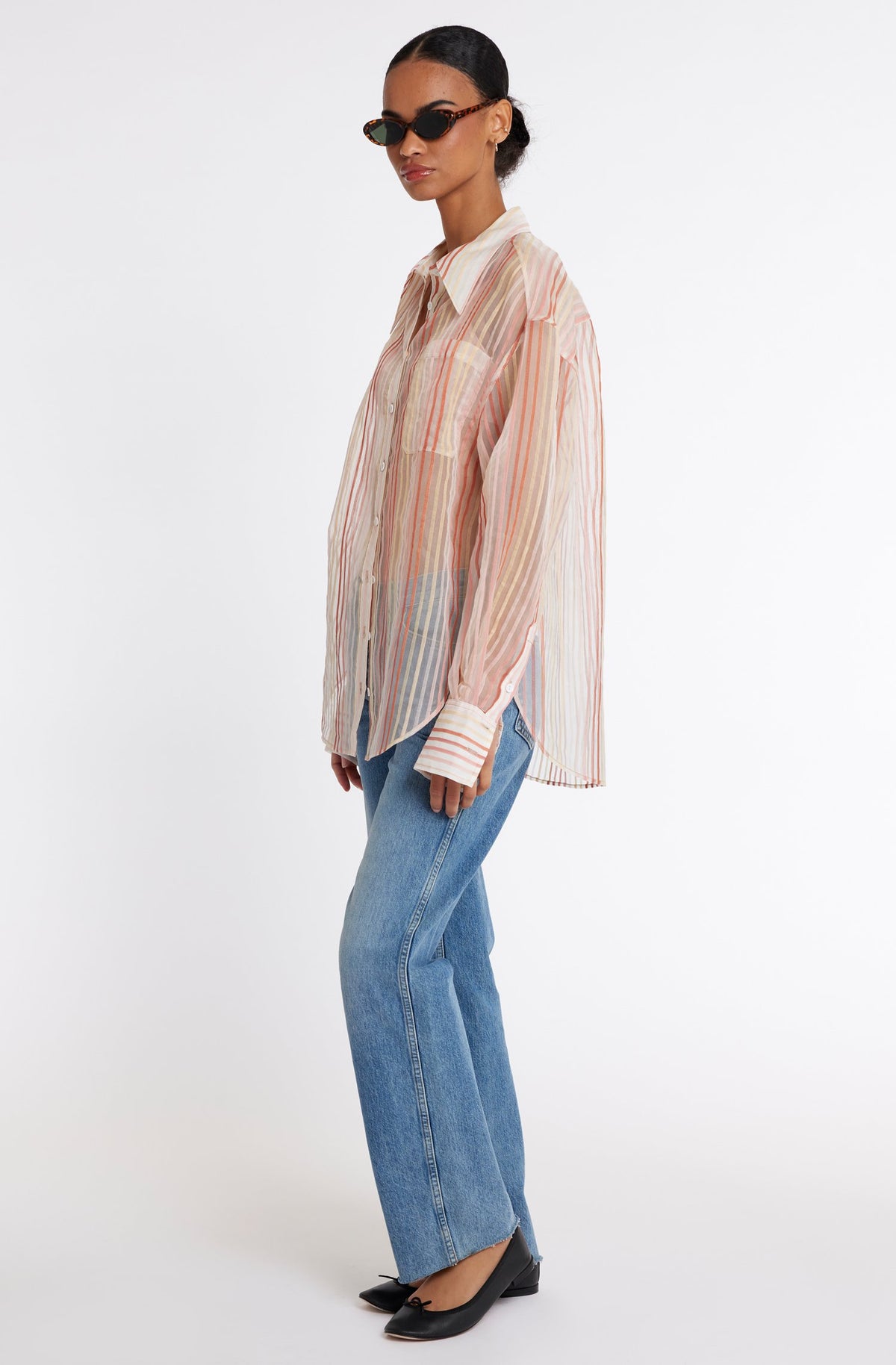 Joie Sheer Cotton & Silk Blend Oversized Blouse