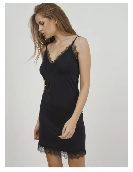 Rosemunde Spaghetti Lycra Slip nightie Dress With Lace – Très Chic