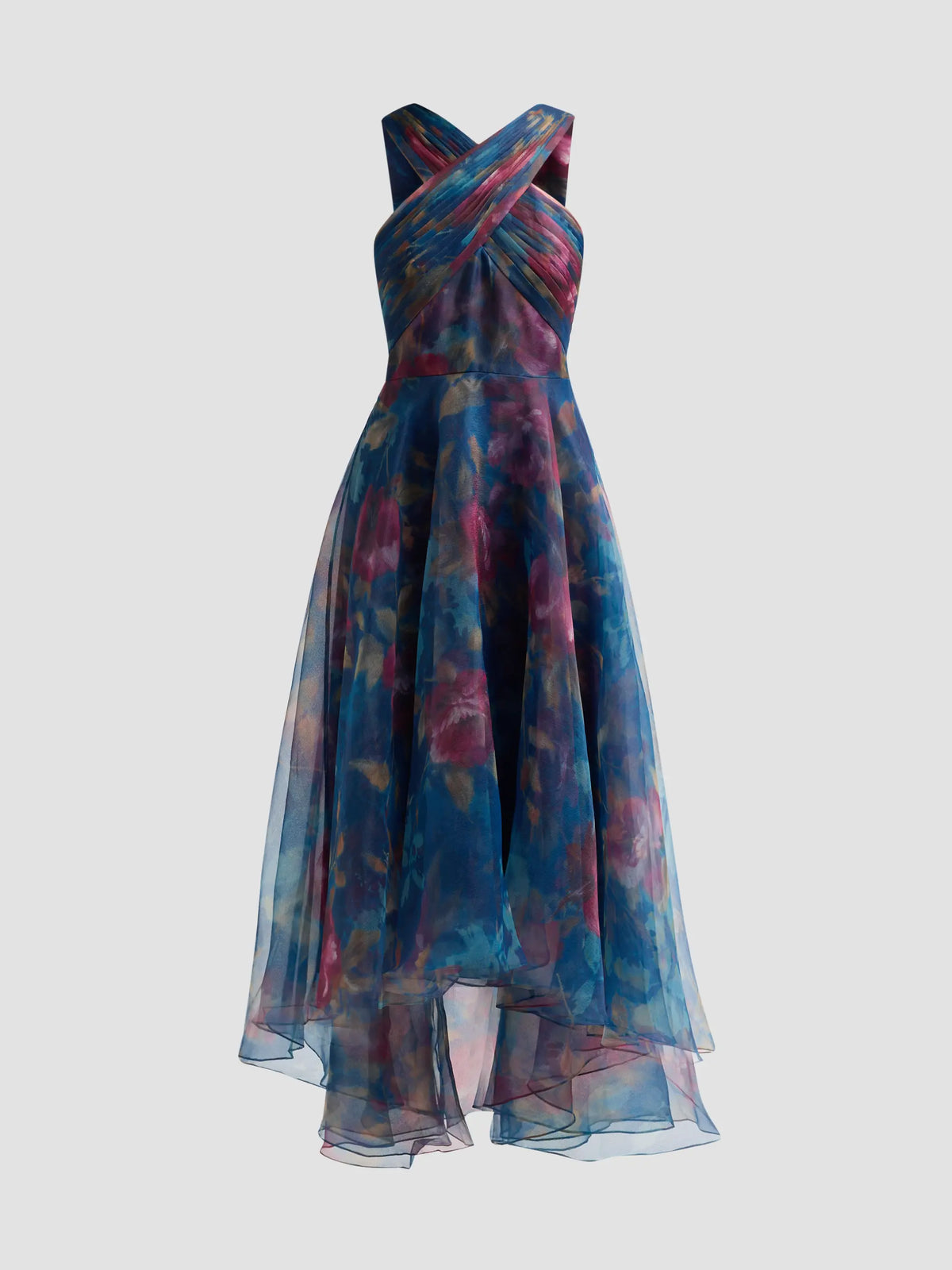 Theia 88117343-A480 Robe Luana à ourlet asymétrique Fractured Bloom