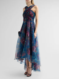 Theia 88117343-A480 Robe Luana à ourlet asymétrique Fractured Bloom