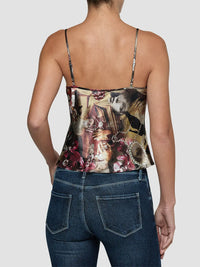 L'Agence Charmy U Neck Camisole Burgundy Mt Lux Collage