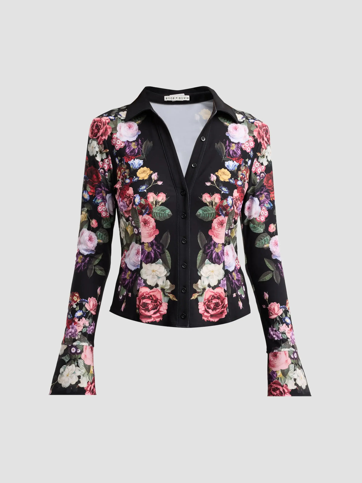 Chemisier en maille Freya cintré à la taille et boutonné Alice + Olivia CC610P36006-AA011 Hollywood Dreams