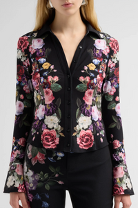 Chemisier en maille Freya cintré à la taille et boutonné Alice + Olivia CC610P36006-AA011 Hollywood Dreams