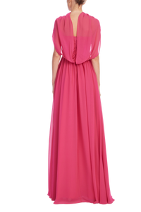 Badgley Mischka Scarf Strapless Gown Magenta