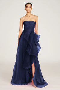 Theia Teresa Strapless Draped Gown