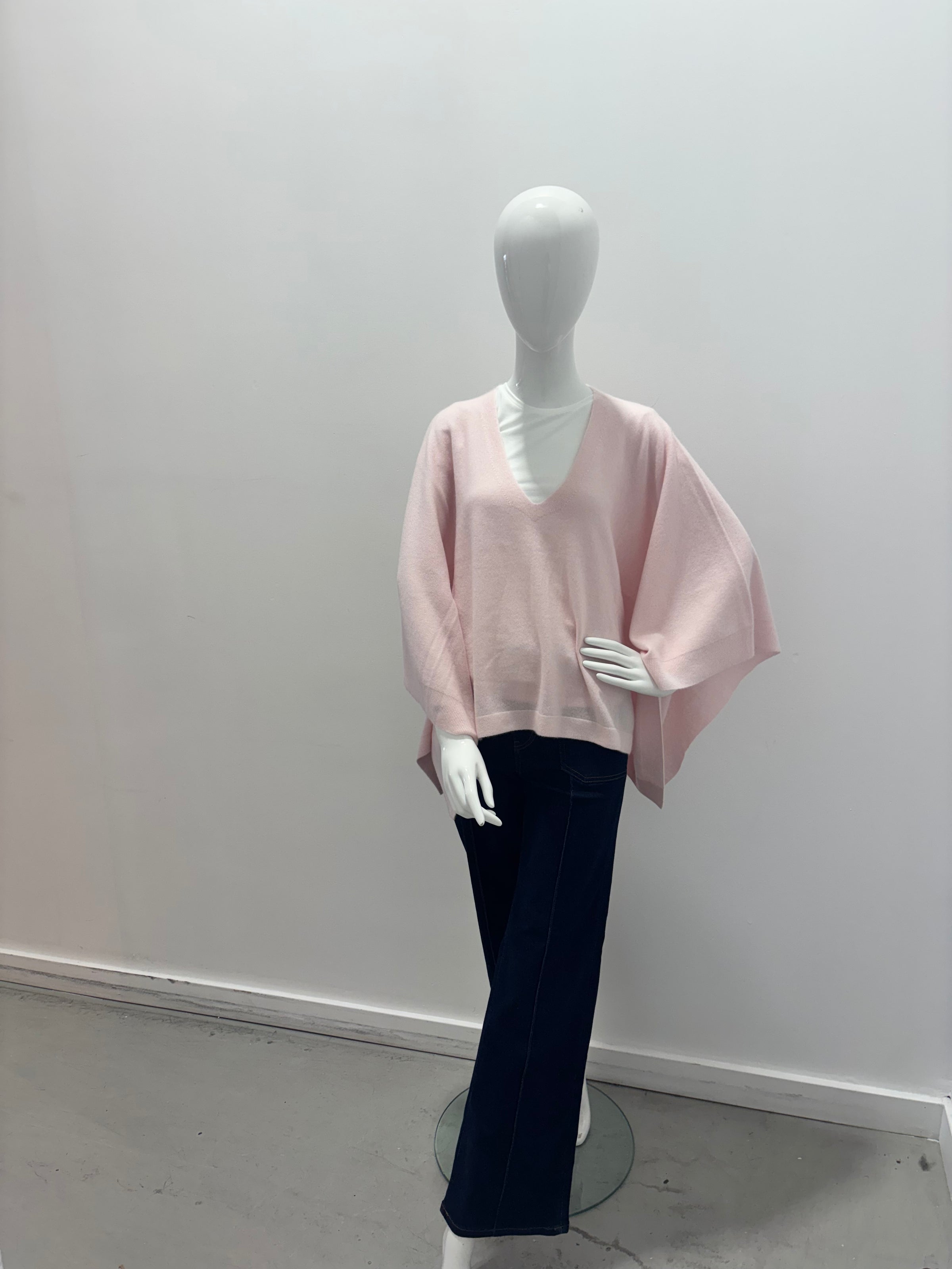 Repeat Organic Cashmere Knitted Poncho Feather