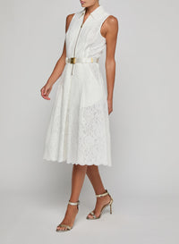 L'Agence Kylo Belted Lace Dress Ivory