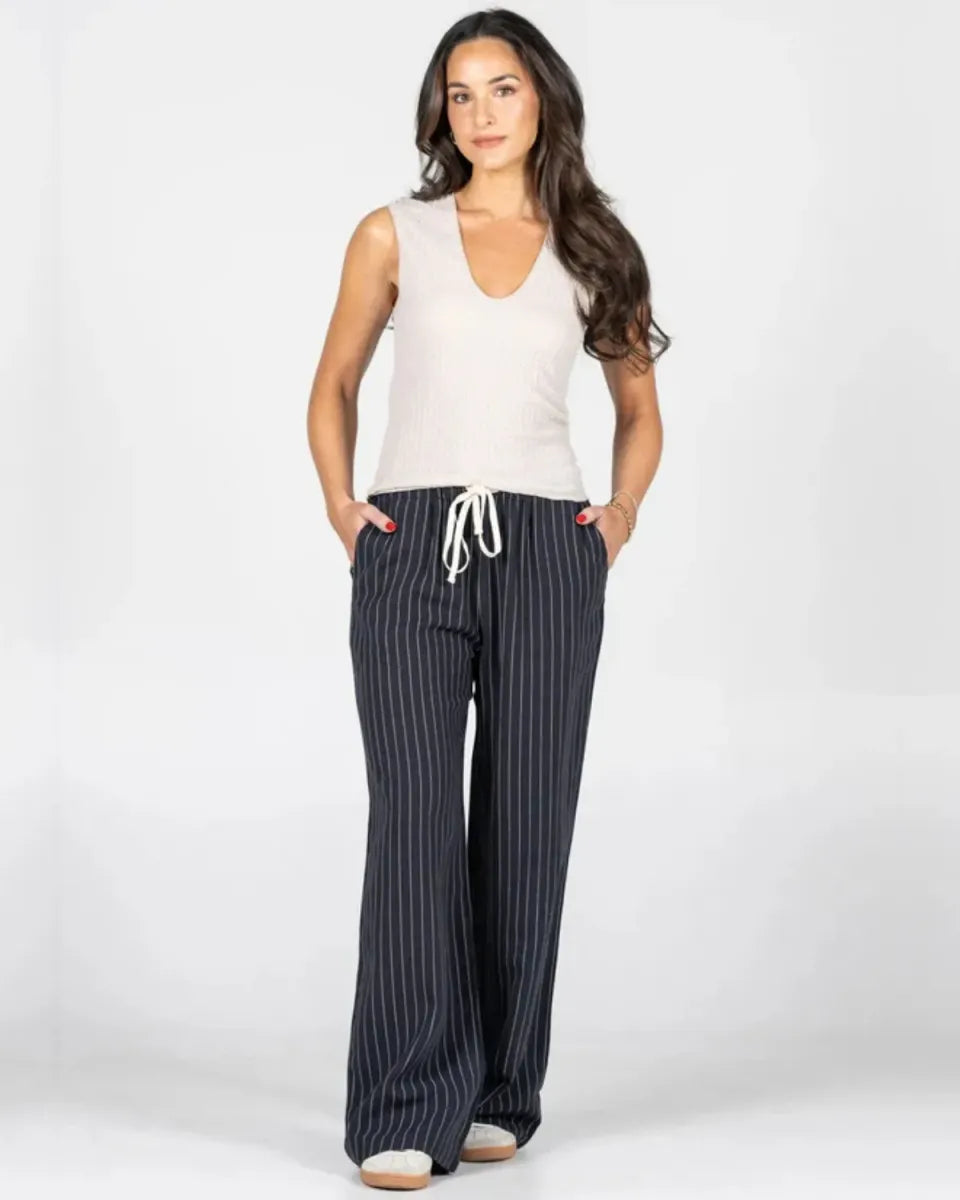 C'est Moi Pucker Fabric Deep V Neck Top