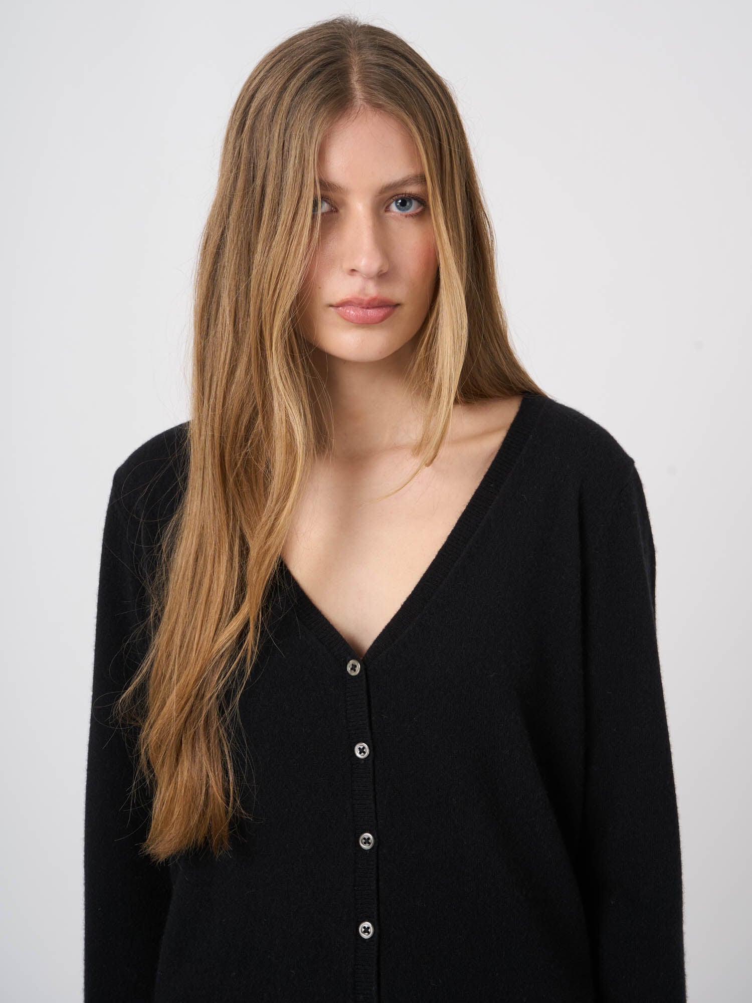 Repeat Organic Cashmere Knitted Cardigan Black