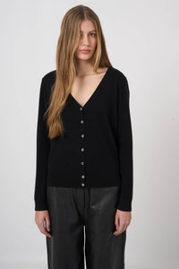 Repeat Organic Cashmere Knitted Cardigan Black