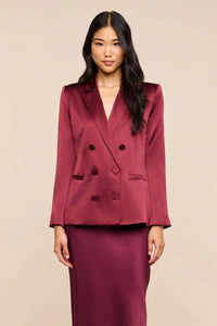 L'Agence Sena Double-Breasted Blazer Merlot Red