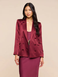 L'Agence Sena Double-Breasted Blazer Merlot Red