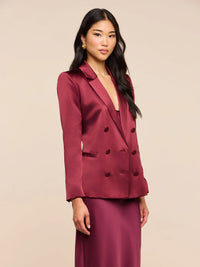 L'Agence Sena Double-Breasted Blazer Merlot Red