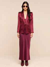 L'Agence Sena Double-Breasted Blazer Merlot Red