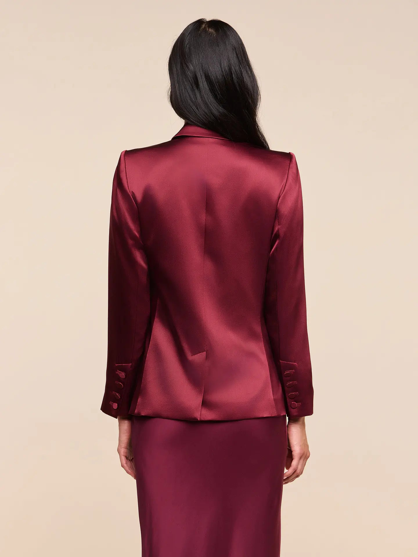 L'Agence Sena Double-Breasted Blazer Merlot Red