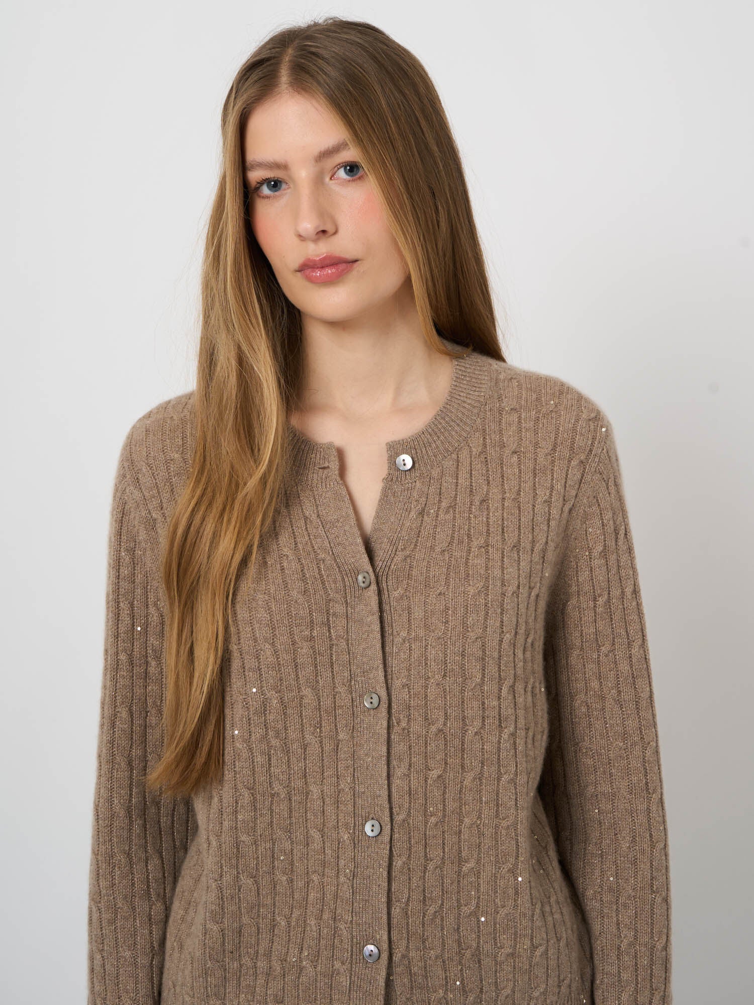 Gilet en mélange de cachemire métallisé Repeat - Sable