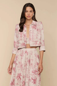 L'Agence Veste Courte Eda Manches 3/4 Tan Multi Jungle Texturée