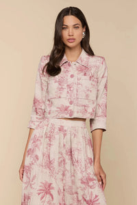 L'Agence Veste Courte Eda Manches 3/4 Tan Multi Jungle Texturée