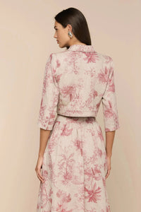 L'Agence Veste Courte Eda Manches 3/4 Tan Multi Jungle Texturée