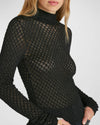 Frame Mesh Lace Crewneck Long Sleeve Top