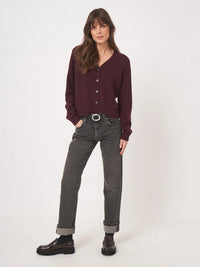 Repeat Classic Button-Up Organic Cashmere Cardigan