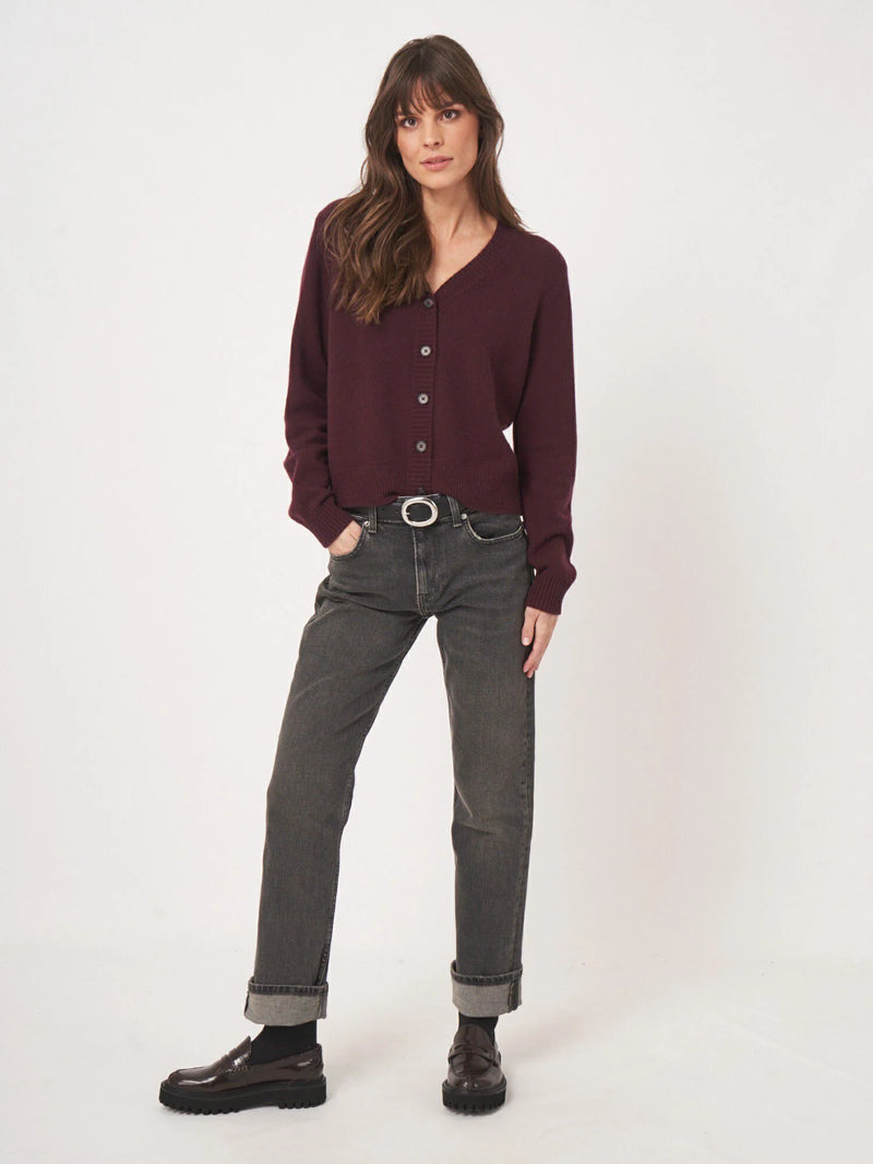 Repeat Classic Button-Up Organic Cashmere Cardigan