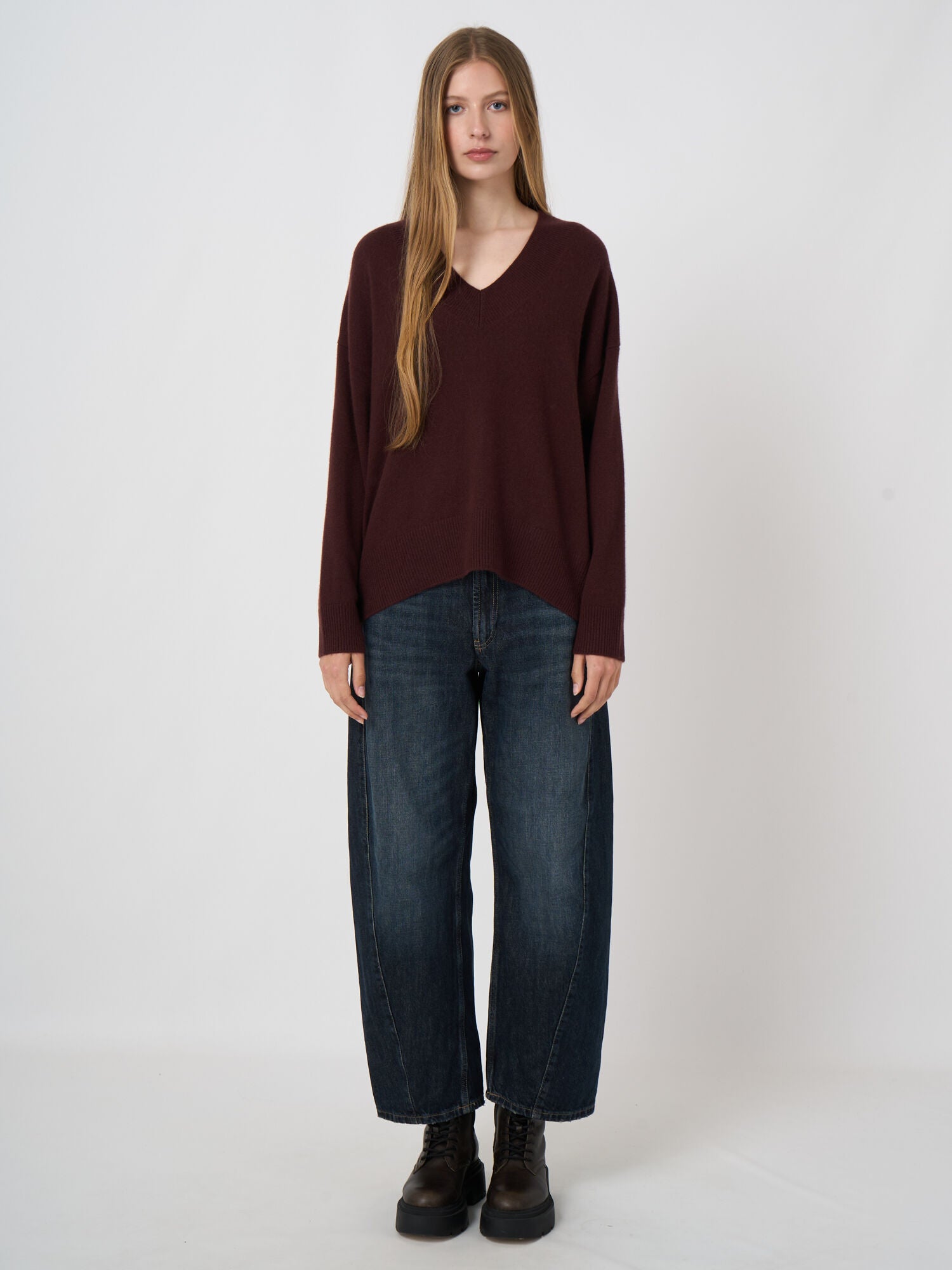 Pull-over tricoté en cachemire biologique Repeat chocolat