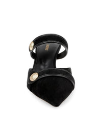 L'Agence Gilliane Mary Jane Black Suede Mule Sandal