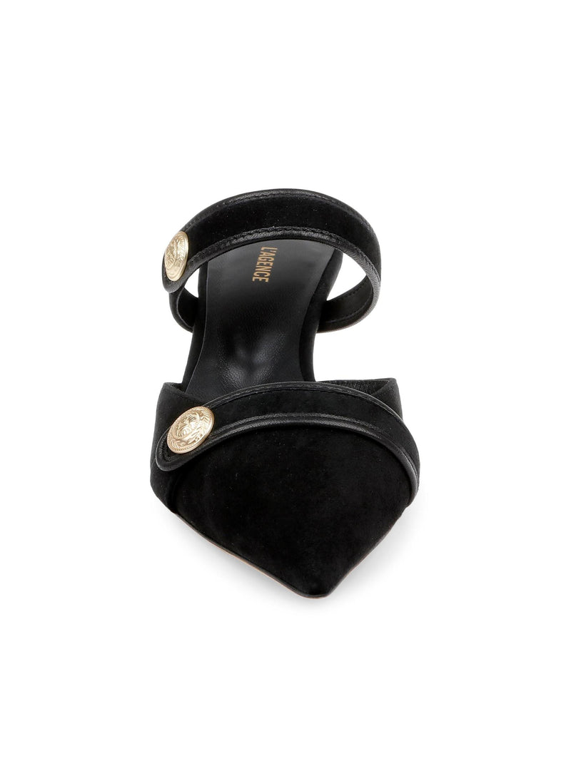 L'Agence Gilliane Mary Jane Black Suede Mule Sandal