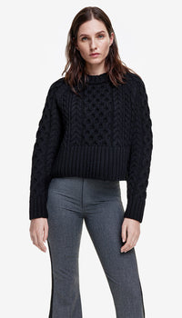 Smythe Cable-Knit Cropped Crewneck