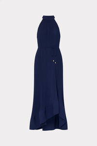 Milly Nalani Pleated Midi Dress Navy