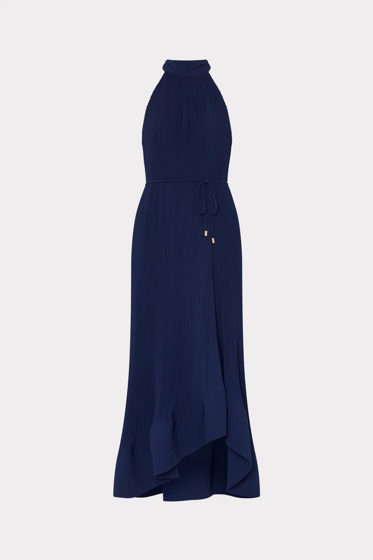 Milly Nalani Pleated Midi Dress Navy