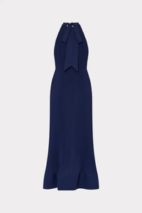 Milly Nalani Pleated Midi Dress Navy