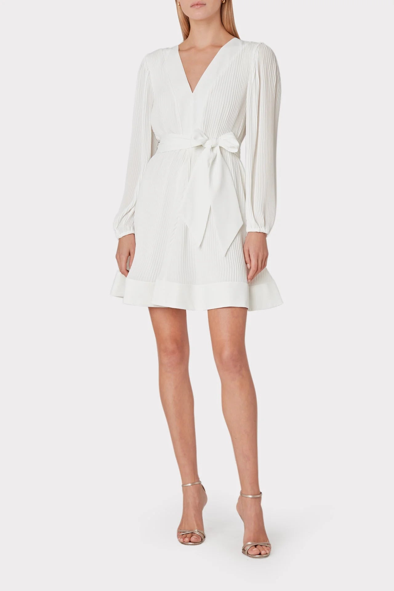 Milly Liv Pleated Mini Dress White