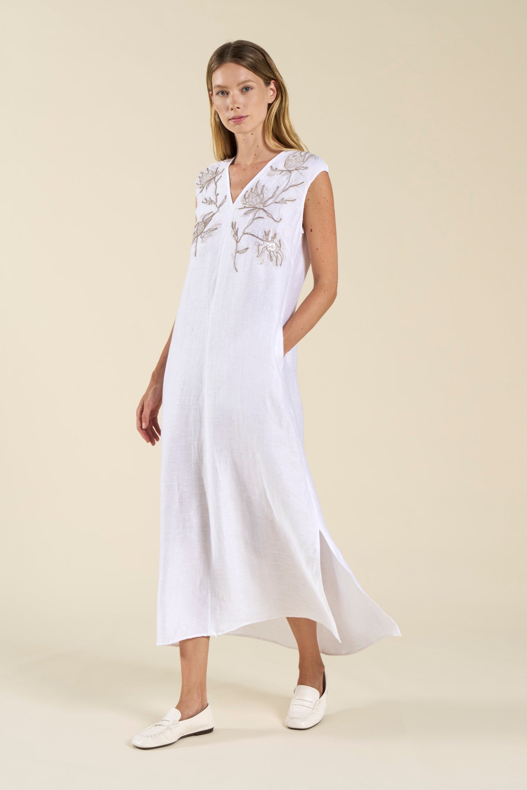 Tonet Embroided Maxi Dress White