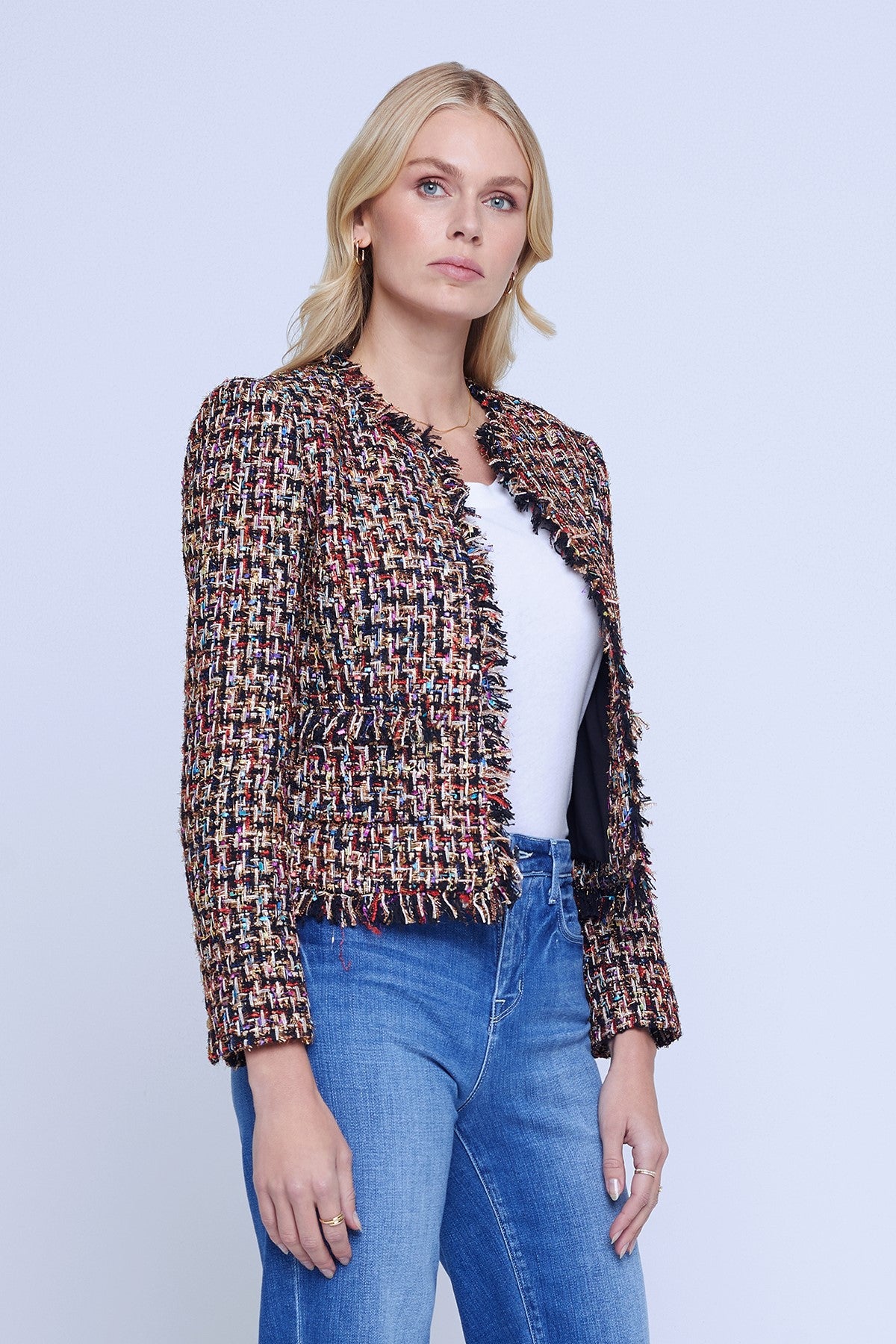 L'Agence Angelina Multi-Color Tweed Jacket