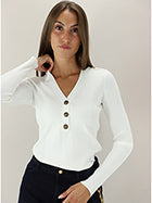 Liu Jo White Jersey Knit Sweater  - Bianco Lana
