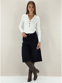 Liu Jo White Jersey Knit Sweater  - Bianco Lana