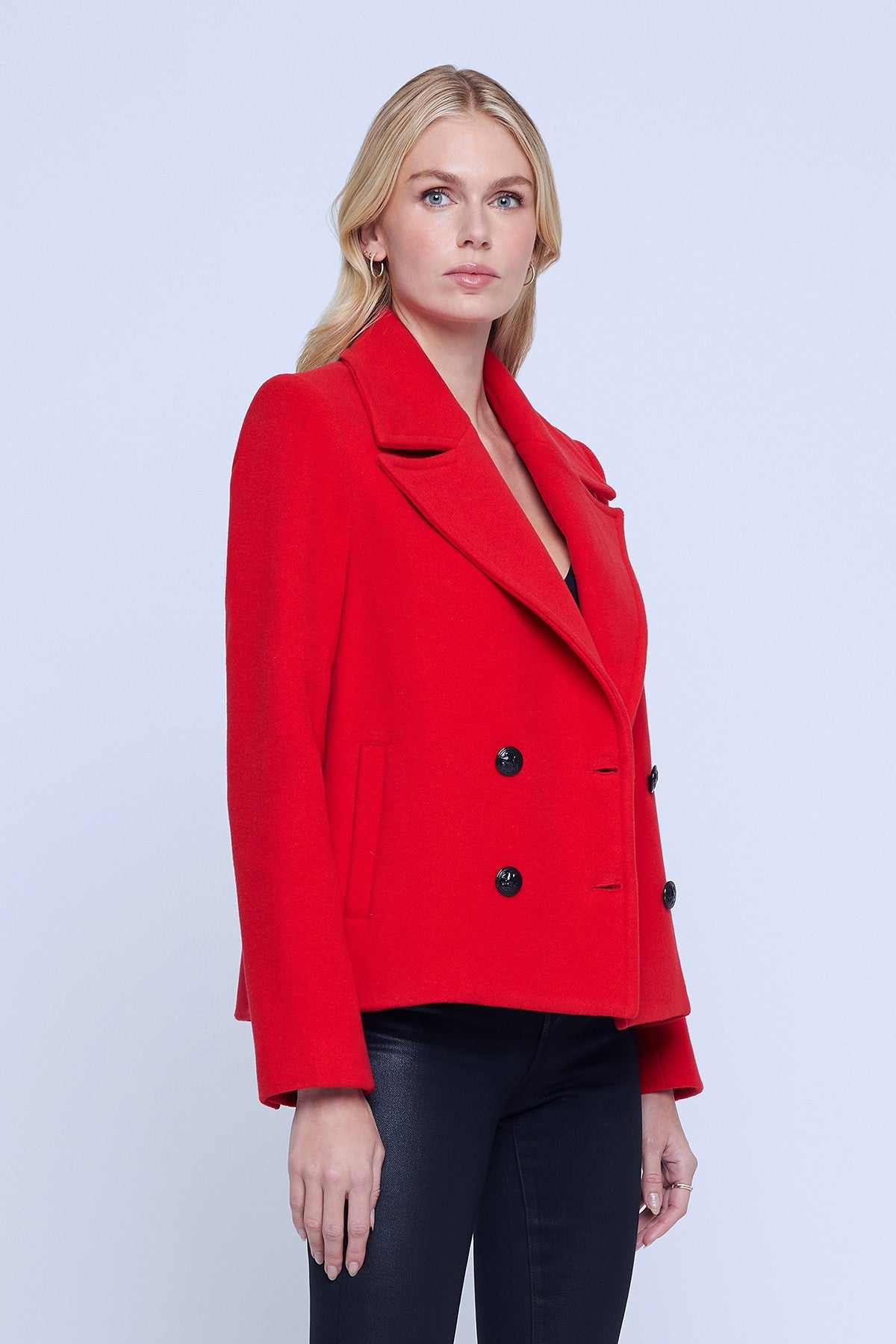 L Agence Athens Cropped Peacoat Tr s Chic