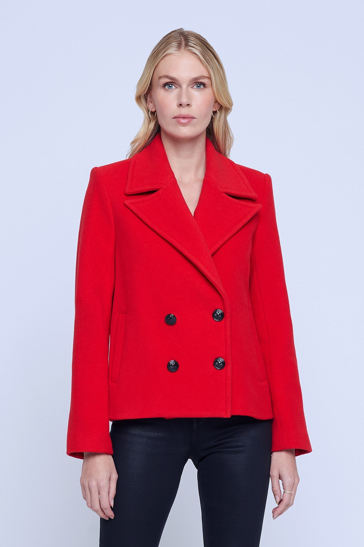 L Agence Athens Cropped Peacoat Tr s Chic