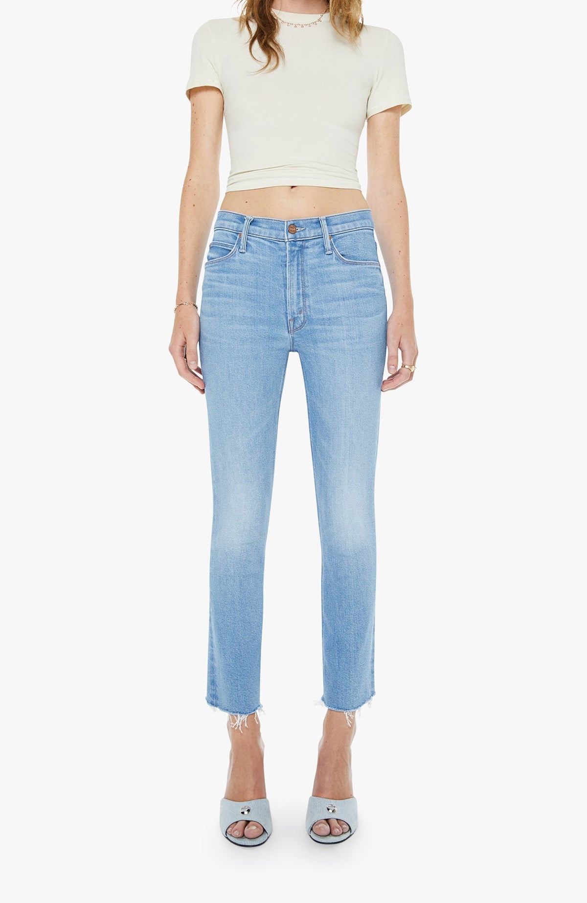 Mother The Mid Rise Dazzler Jean Crop Fray Satisfy Your Cravings